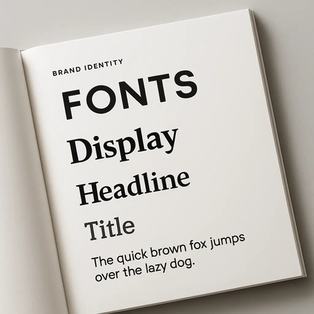 A designer's desk with a brand guide showing diverse typography, illustrating how to choose fonts for your brand.