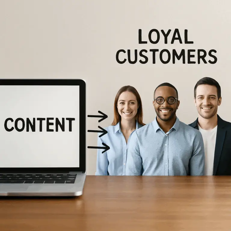 A blog post transforms into a pathway of light, guiding readers to conversion, illustrating how to write value-driven blogs that convert.