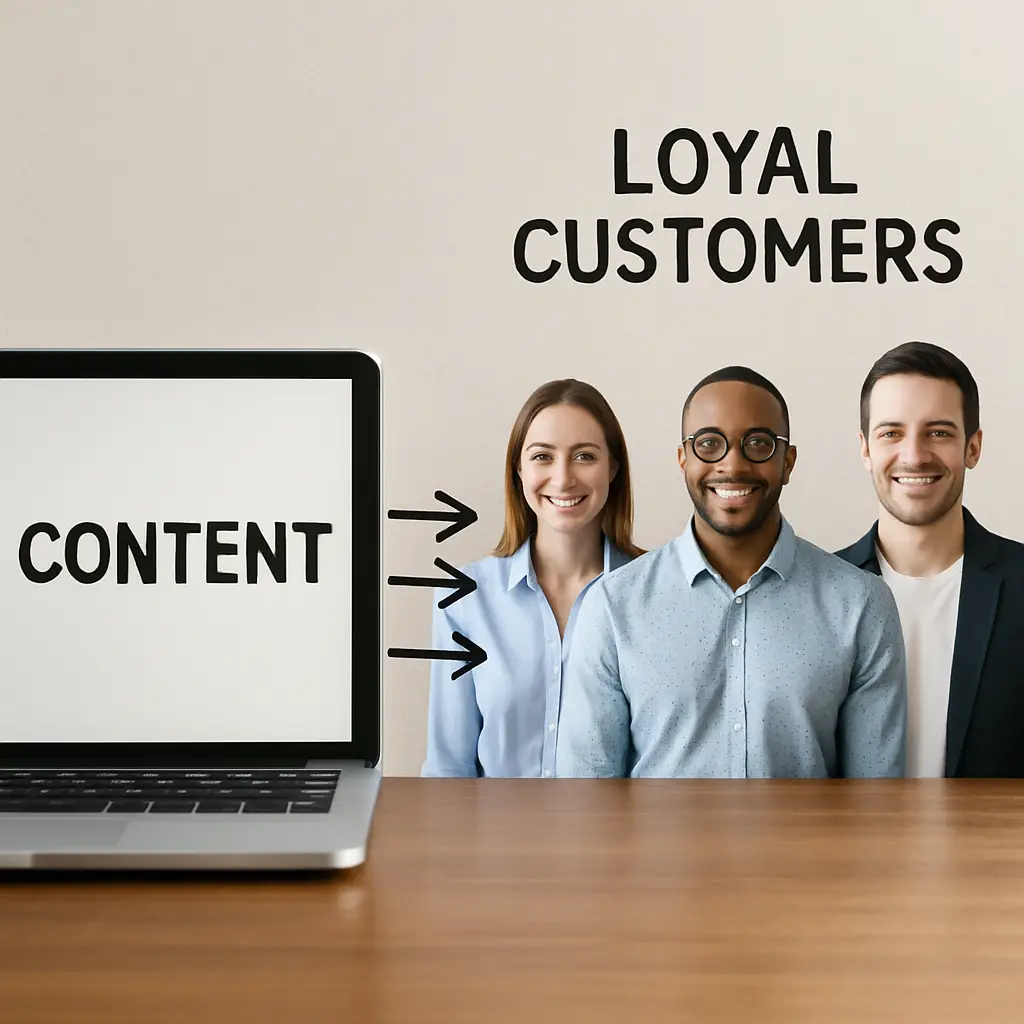 A blog post transforms into a pathway of light, guiding readers to conversion, illustrating how to write value-driven blogs that convert.