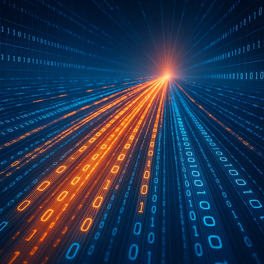 A dynamic visual representing quick wins for website speed with data flowing rapidly across interconnected digital pathways.