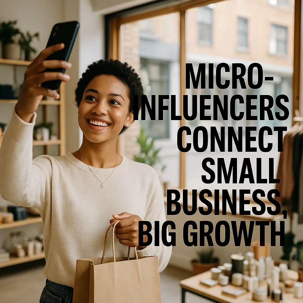 A diverse group of micro-influencers connecting with small business owners, symbolizing the power of micro-influencer marketing for growth.