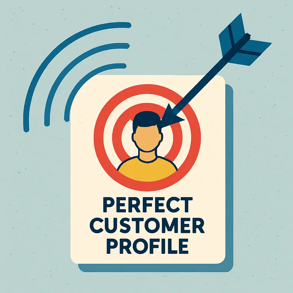 A digital arrow precisely hits a target representing the ideal customer, symbolizing effective Facebook Ads targeting.