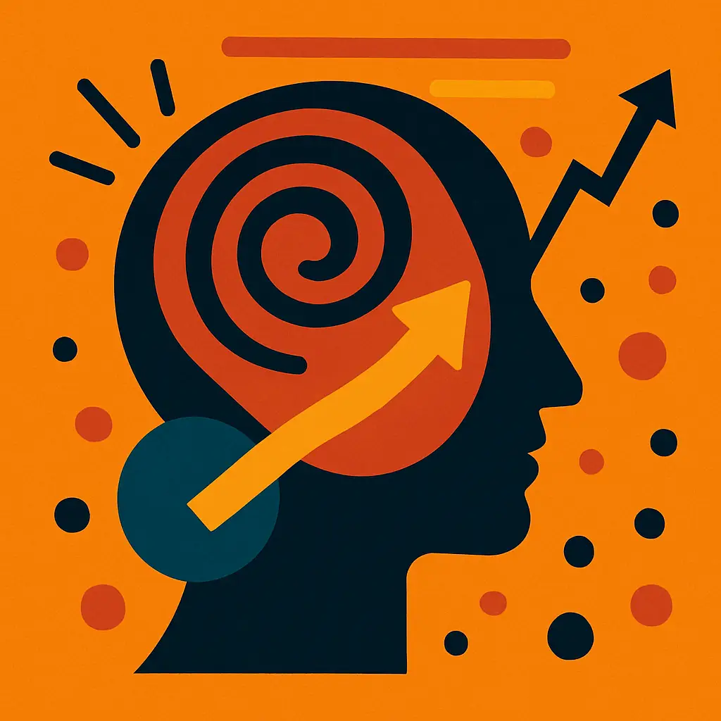 An abstract image showing brainwaves interacting with various signage elements, illustrating the psychology of signage.
