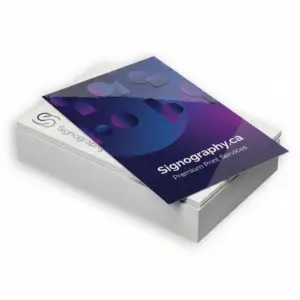 Business Cards 14pt Writable + UV (C1S) showing glossy front and writable back
