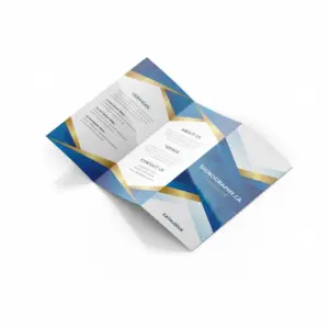 Brochures 100lb + UV (High Gloss) stacked