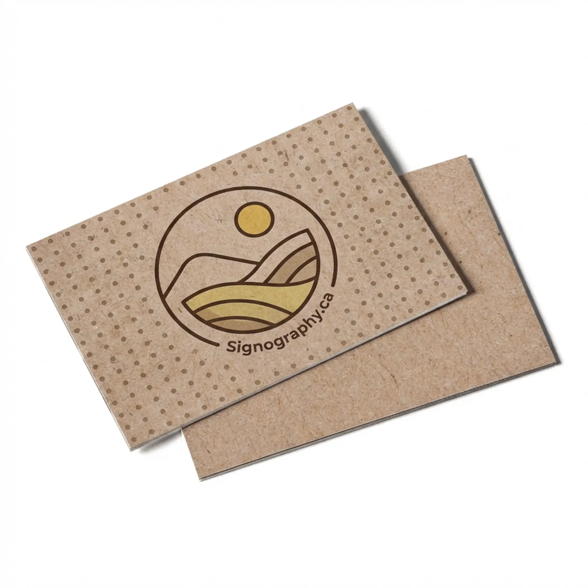 Kraft Paper Postcards stack on recycled board