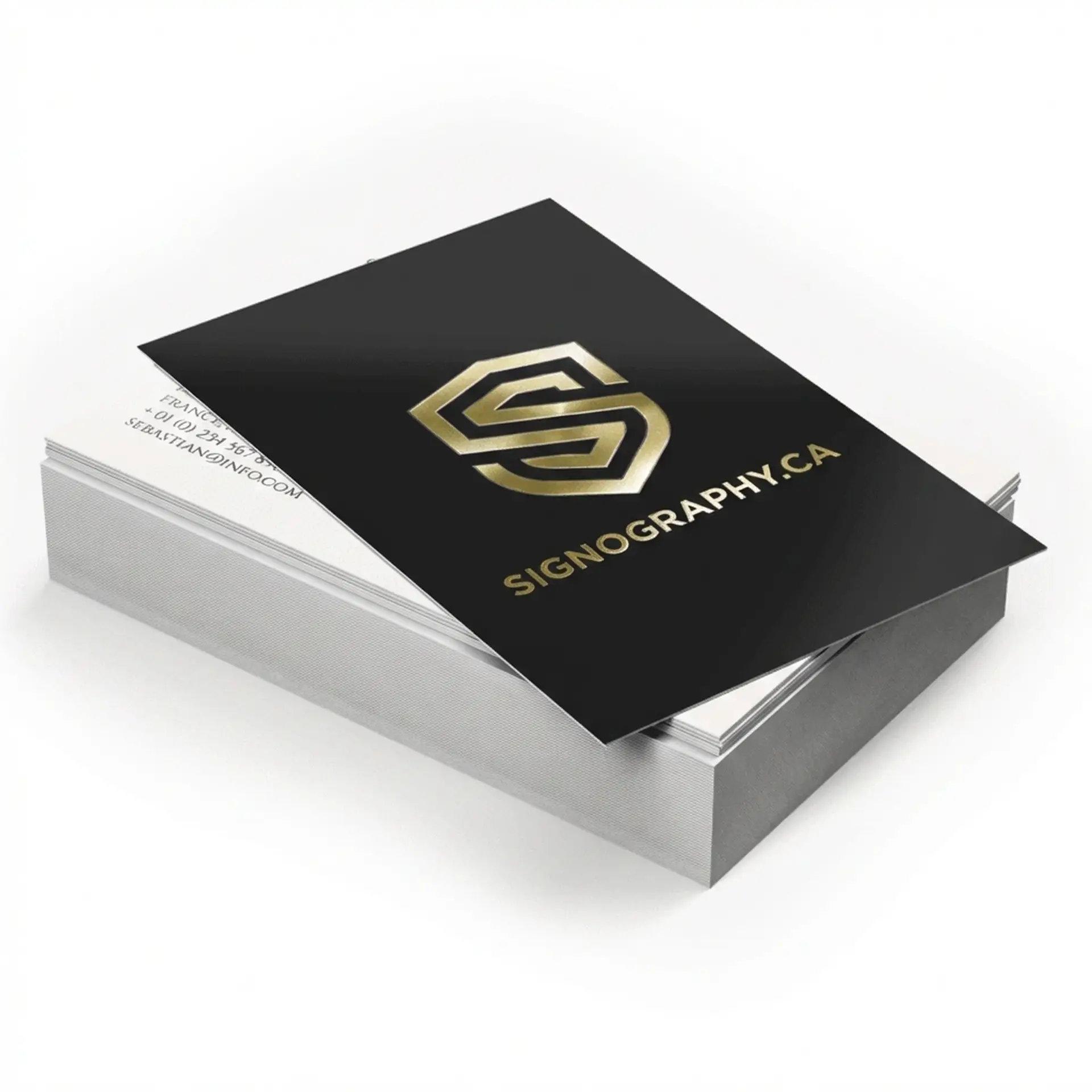 Metallic Foil Business Cards in gold and silver