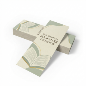 Stack of 13pt Linen Uncoated Bookmarks showing texture
