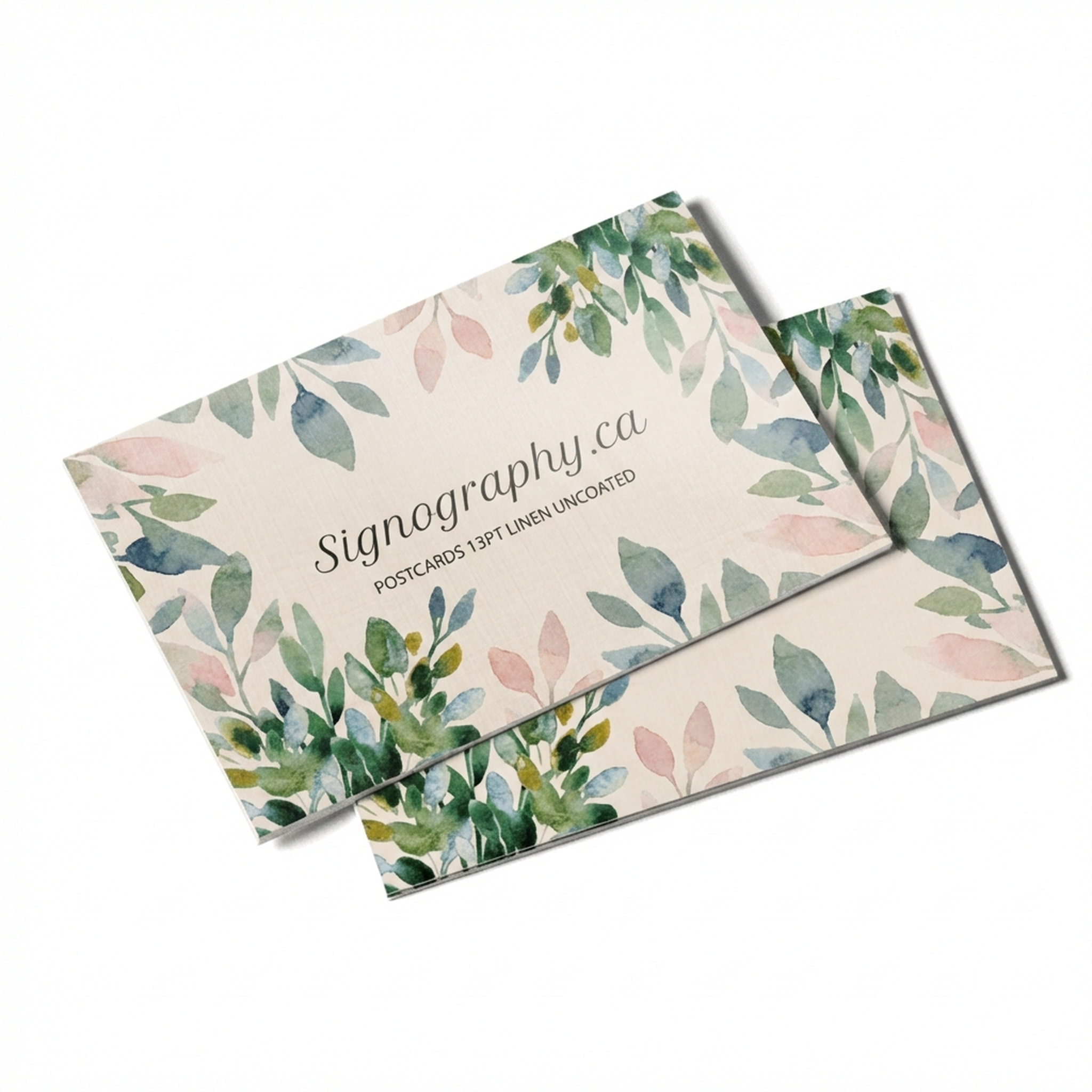 Postcards 13pt Linen Uncoated stack display