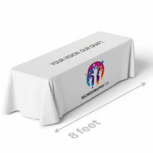 Custom 8ft table cover with printed logo