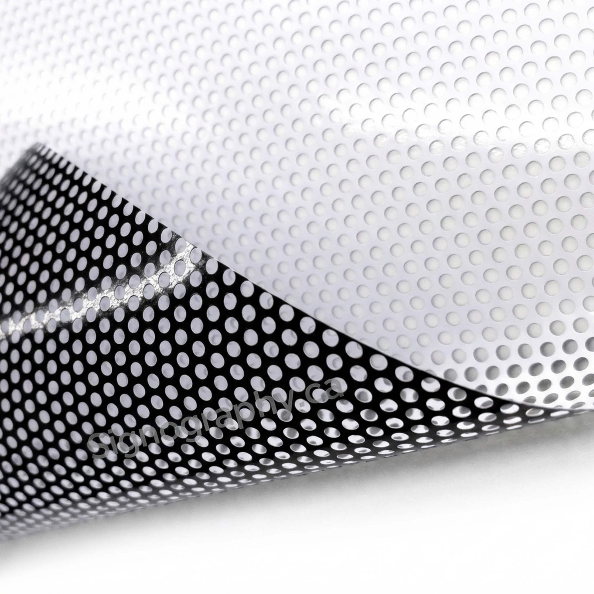 Storefront window with custom perforated vinyl graphics